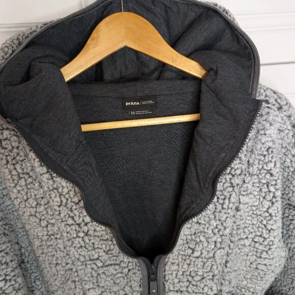 prAna Sherpa Half Zip Cozy Fleece Hoodie Gray Oversized XS Cozycore Athleisure - Picture 2 of 11
